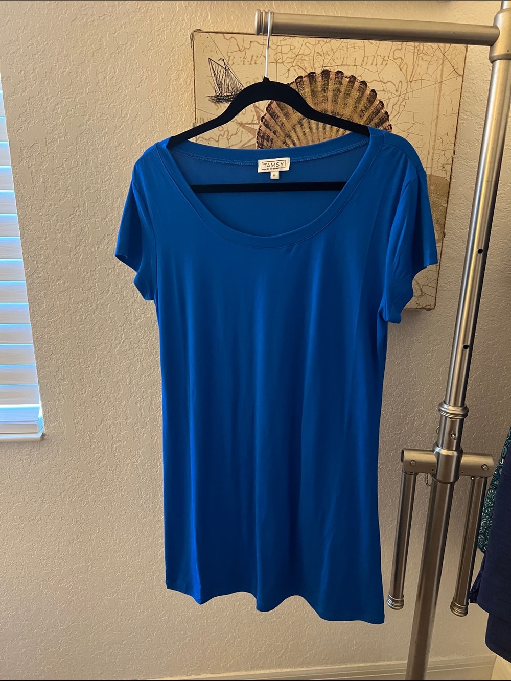 Women’s Scoop Neck Short Sleeve Tee Dress in Royal Blue